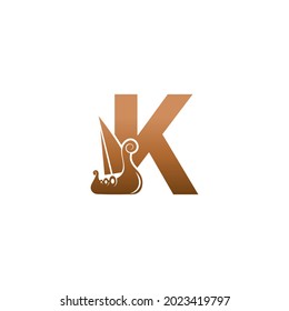 Letter K with logo icon viking sailboat design template illustration