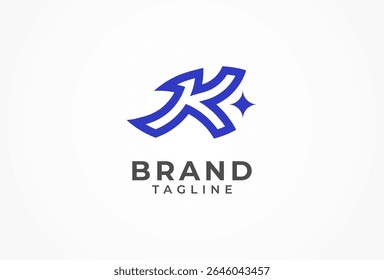Letter K Logo, Iconic Letter K with star logo design, vector illustration