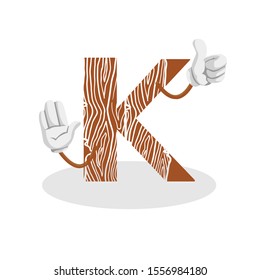 Letter K Logo Icon.Initial design vector Letter K wood.