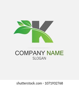 Letter K logo with leaf element