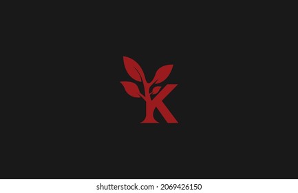 LETRA K LOGO CON ICONO DE HOJA PARA USO ILUSTRATIVO