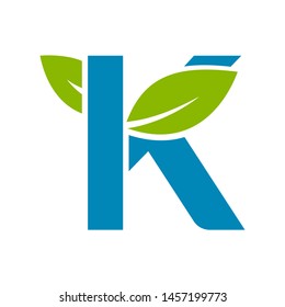 Letter K Logo with Leaves