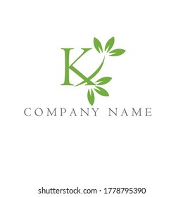 the letter K logo and the leaves