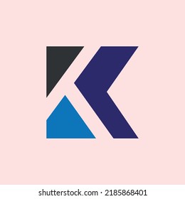 Letter K Logo Made of Geometric Shapes