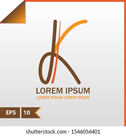Letter K Logo modern brown, pink and orange color for the business or icon .  Letter K Design Vector. isolated on the gray gradien background 