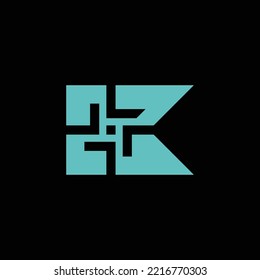 letter K logo. modern letter K centered direction. core K monogram