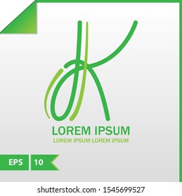 Letter K Logo modern green color for the business or icon .  Letter K Design Vector. isolated on the gray gradien background 