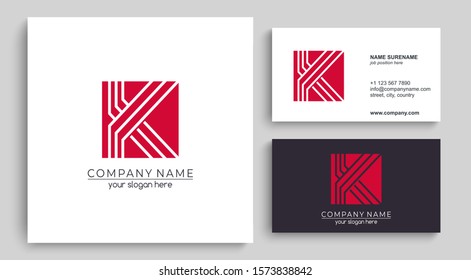 Letter K logo or monogram. blank for business card. For your business. Vector sign.