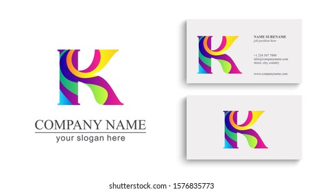 Letter K logo or monogram. blank for business card. For your business. Vector sign.