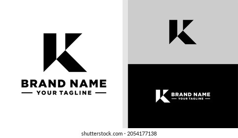 LETTER K LOGO MONOGRAM GEOMETRIC SHAPE EDITABLE