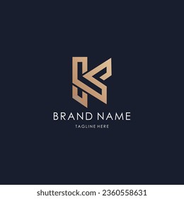 letter K logo monogram initial creative line design luxury concept golden style a99ide
