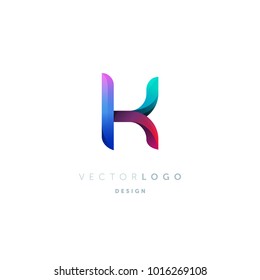 Letter K logo, multi colour letter icon vector template.

