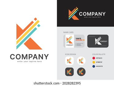 The letter K logo in multi-colored style as a symbol of experience