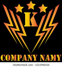 letter K logo on a black background