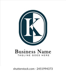 Buchstabe K Logo in ovaler Form. Alphabet K Business-Symbol in runder Form