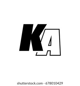 letter K and A logo overlapping black negative