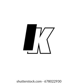 letter I and K logo overlapping black negative