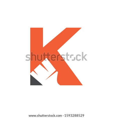 Letter K Logo With Paint Brush Design. Home Building Decoration Icon Graphic. Digital Painting Proffesional Vector.