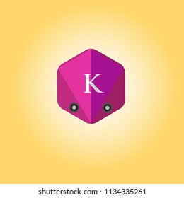 Letter K logo with polygon background