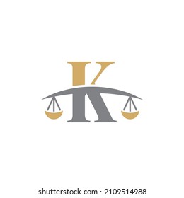 Letter K Logo With Scale of Justice Logo Icon 003