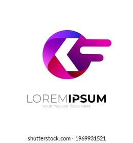 Letter K logo and simple design , 3d colorful