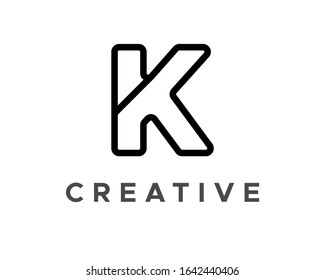 Letter K logo simple and elegant with linear style