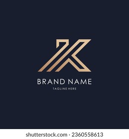 letter K logo simple monogram initial creative lines unique design luxury golden style by a99ide