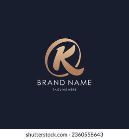 letter K logo simple monogram initial creative lines bold rounded design luxury golden style by a99ide