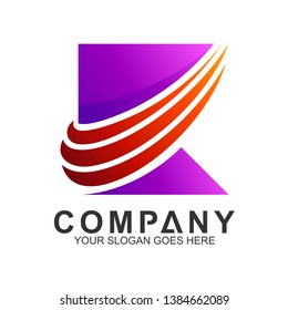 letter k logo with swoosh, simple logo template