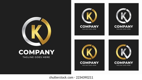 Letter K logo template design with luxury circle variation concept modern