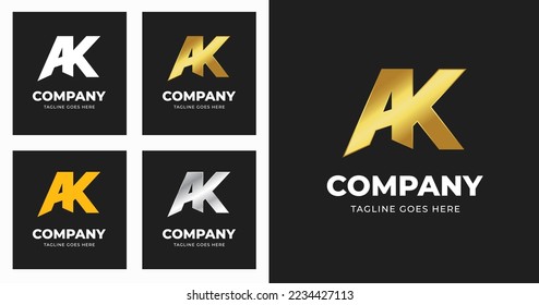 Diseño de plantillas de logotipo Carta A K con concepto de variación de lujo moderno