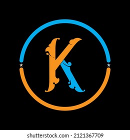 Letter K Logo Template Vector Design. black background. K circle logo design vector.