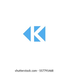 Letter K logo triangle geometric shape emblem, minimal style design element mockup, branding mark template, direction arrows icon