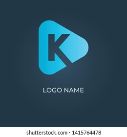 Letter "K" logo with triangle shape on isolated background. Vector image