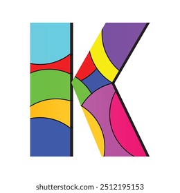 Letter K logo vector art. Abstract colorful letter "K" design vector. Vibrant and artistic letter "K" illustration with bright, bold colors in a modern, geometric style. Letter K Icon Design Vector.