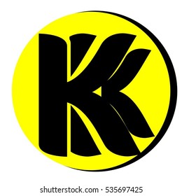 Letter K Logo Vector black color and yellow background Graphic Business Branding Letter Element Illustration