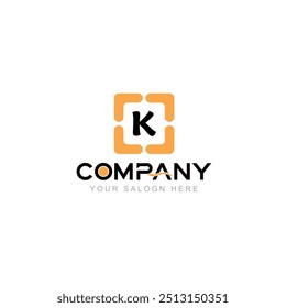 Carta K Logo Vetor Design Illustration com o nome da empresa e seu texto aqui Logo Template em fundo branco.