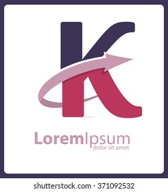Letter K Logo Vector design with arrow