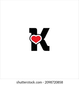 plantilla de corazón vectorial de logotipo k de letra
