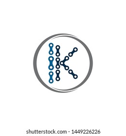 Letter K logo, vector illustration of modern icon bike chains