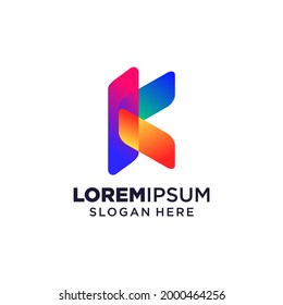 Ilustración vectorial del logotipo de la letra K, inspiración de diseño. Iconos coloridos