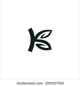 letter k logo vector template leaf