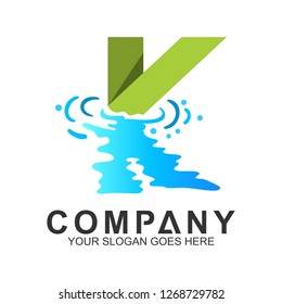 letter K logo with water reflection