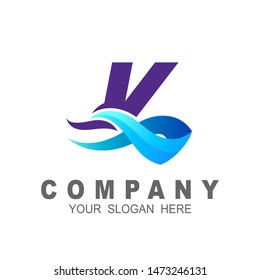 letter k logo with wave design vector, wave logo + sea logo with letter k