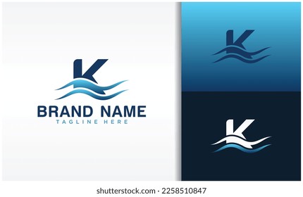 Letter K logo with wave design template Vector Stock