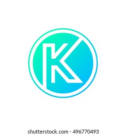 Letter K logo,Circle shape symbol,Digital,Technology,Media,Blue and Green color