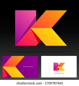 Letter K logotype design – Colorful vector emblem. Business card templates. Stock vector illustration.