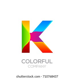 Letter K logotype made of stripes with Glossy colorful and gradient, Rainbow Vibrant Colors for your Corporate identity vector design template