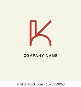 Letter K logotype Monoline style, simple and elegant K logo, Retro theme - Vector