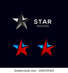 Letter K logotype with Red Star logos, Award Contest Sign, Sport Winner Champion Symbols, Success and Achievement for Academy Business Corporate identity